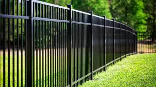 Czarny, metalowy płot ogrodowy, idealny do zabezpieczenia posesji. Szukasz trwałej, jaka farba do metalu na zewnątrz sprawdzi się najlepiej?