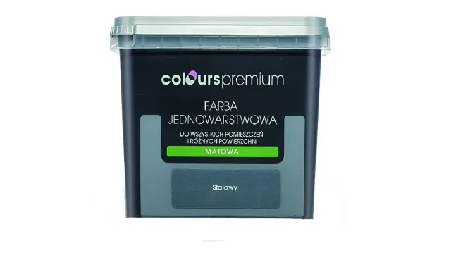 Pojemnik z farbą akrylową Colours Premium, kolor stalowy. Idealna do malowania różnych powierzchni.